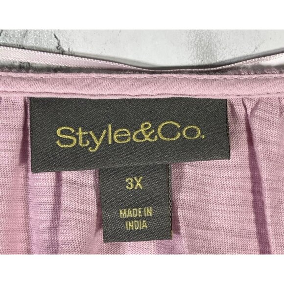 Style & Co Womens Pink Eyelet Embroidered Peasant Blouse 3/4 Sleeve Size 3X - Picture 4 of 6